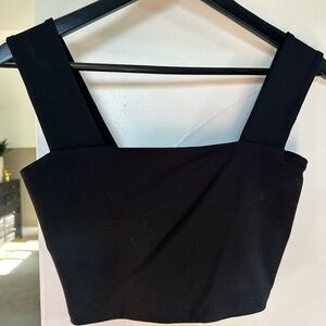 Susana Monaco Black Fitted Crop Tank Top
